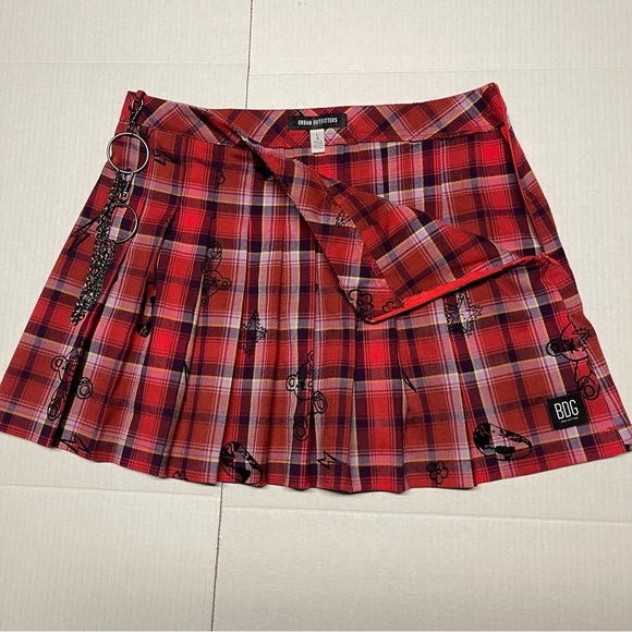 Urban Outfitters Red Plaid Skater Skirt - Picture 2 of 11
